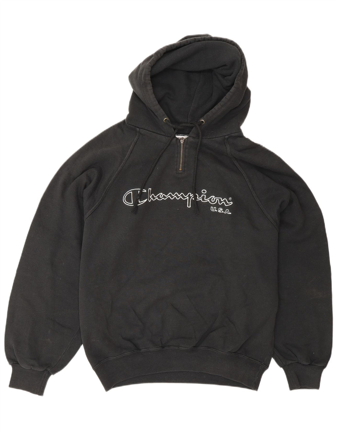 CHAMPION Muška majica s kapuljačom i izrezom s grafičkim detaljima, srednji crni pamuk