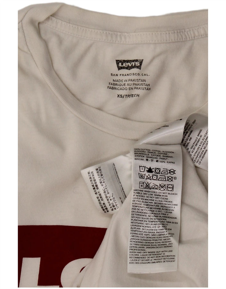 LEVI'S majica kratkih rukava s grafičkim motivima, UK 6 XS, bijeli pamuk