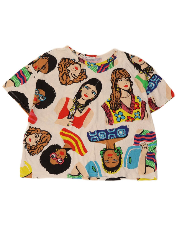 Zara ženska majica kratkih rukava s grafičkim motivima UK 16 Large White