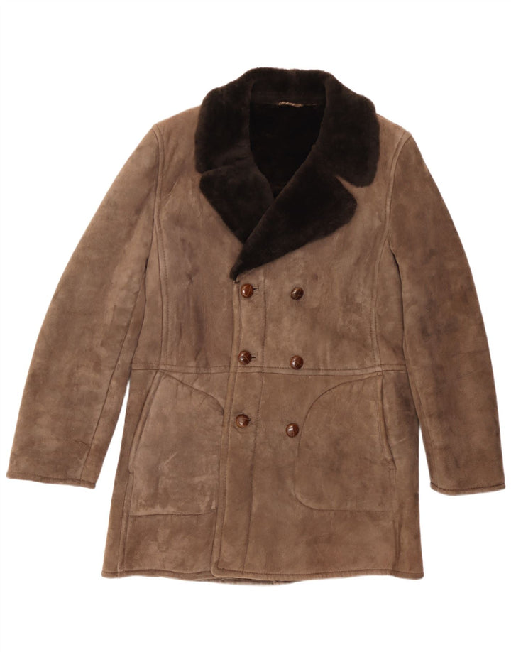 Scout Mens Shearling Double Breasted Coat UK 38 Srednje smeđe Shearling