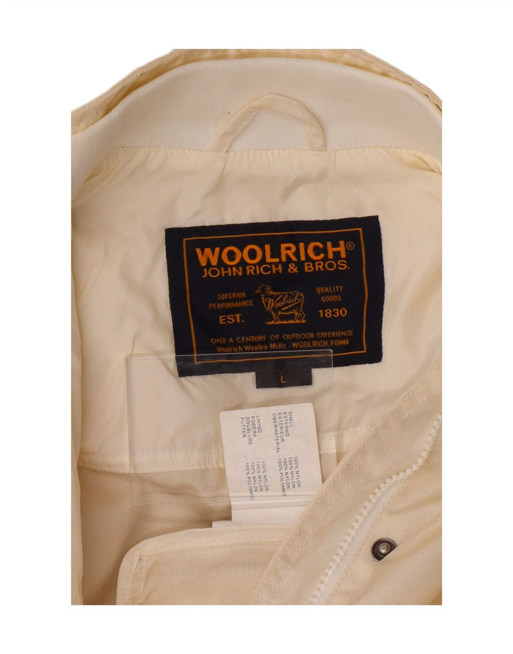 WOOLRICH Womens Hooded Bomber Jacket UK 16 Large Off White Nylon Vintage Woolrich and Second-Hand Woolrich from Messina Hembry 