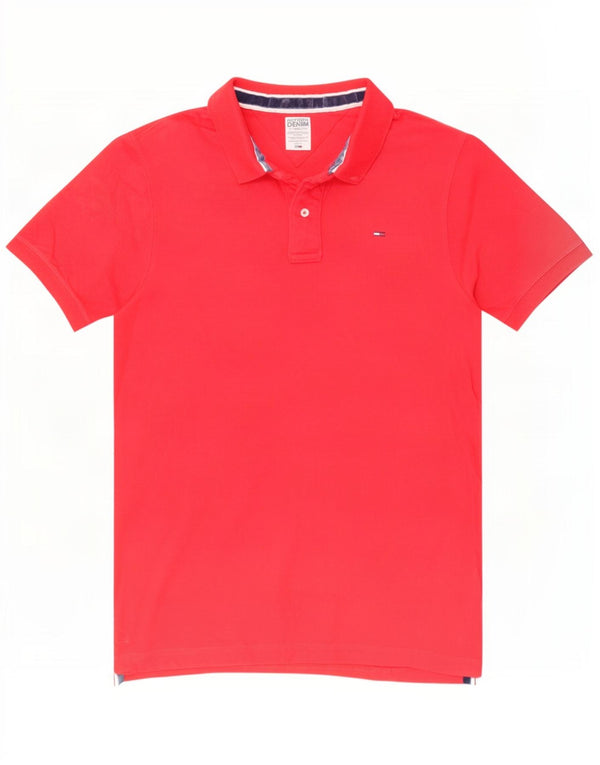 Tommy Hilfiger Mens Polo Shirt Large Red Cotton