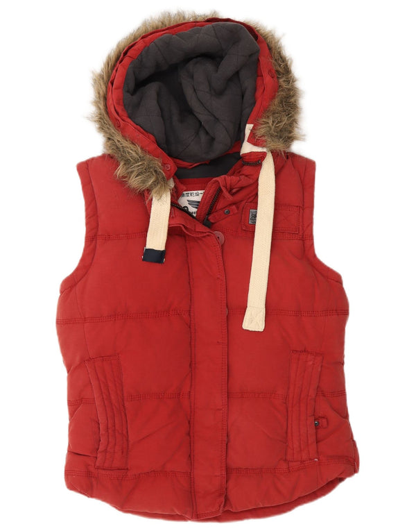 Superdry ženska podstavljena jakna s kapuljačom UK 14 srednje crvene boje