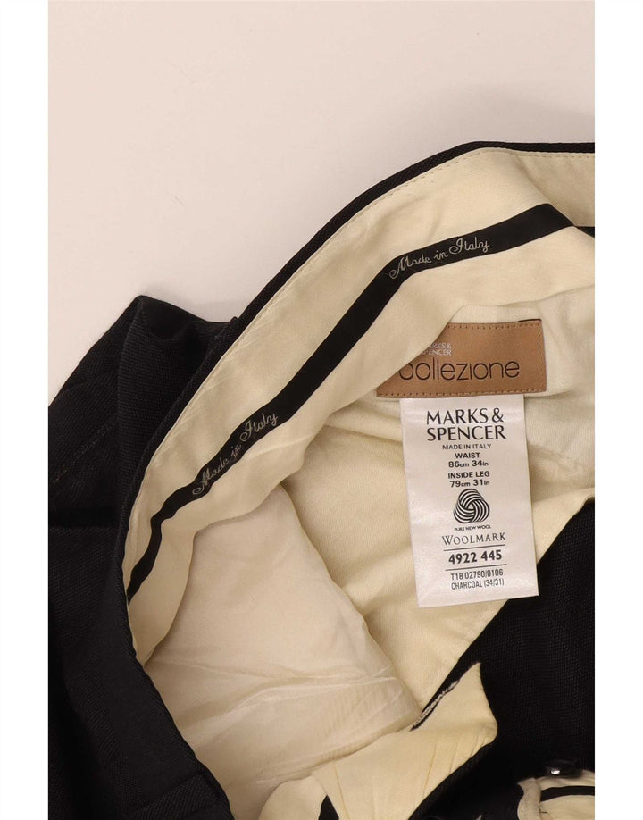 Marks & Spencer muške hlače s štipaljkama W34 L31 Siva vuna