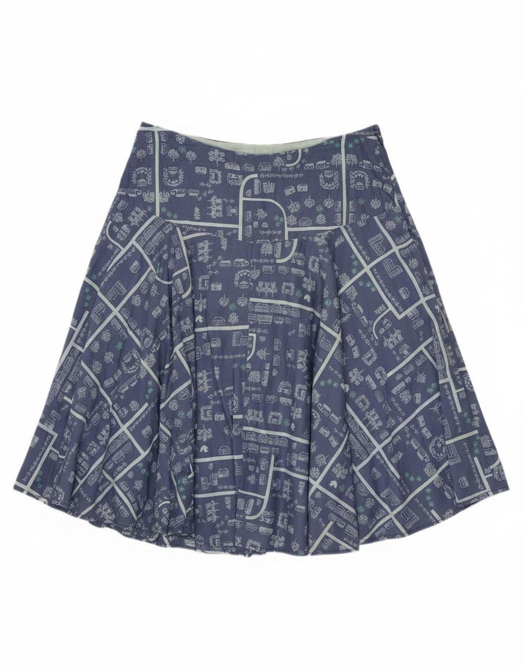 Bijela ženska grafička suknja A-kroja UK 12 srednje W30 plavi pamuk