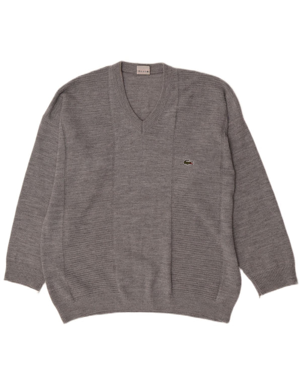Lacoste muški džemper s V-izrezom 2XL sivi pamuk