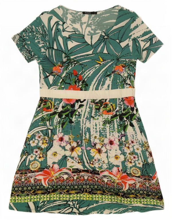 Desigual Womens A-Line Dress UK 18 XL Green Floral
