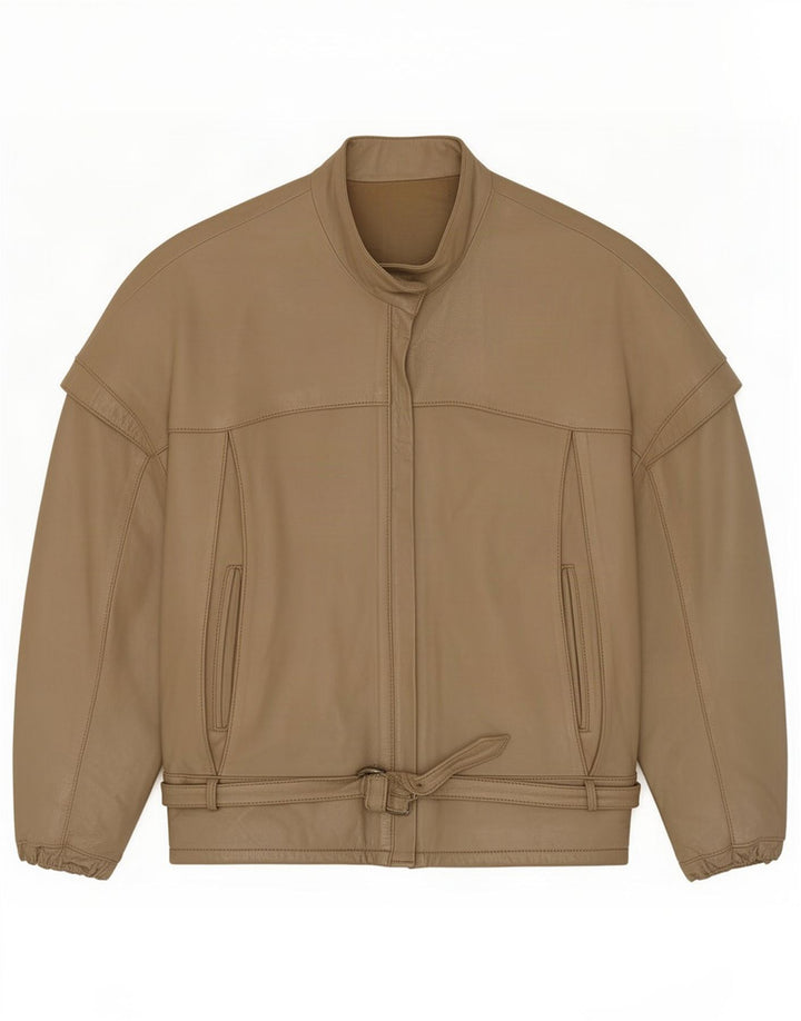 Vintage ženska kožna trkačka jakna UK 14 Medium Khaki