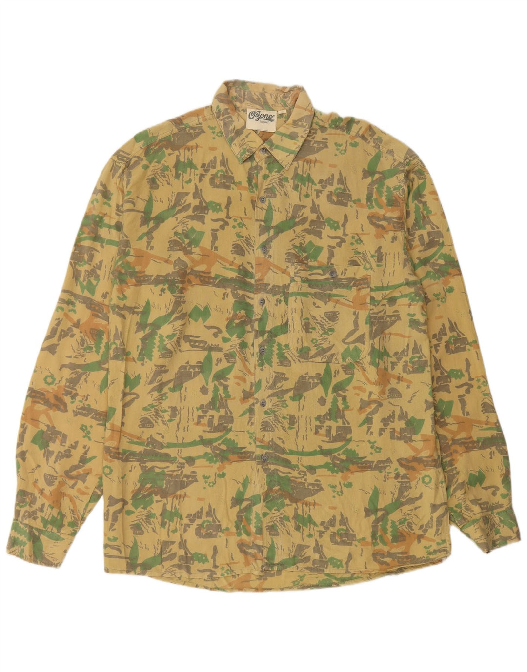 Ozone muška košulja s apstraktnim uzorkom srednje žuta viskoza