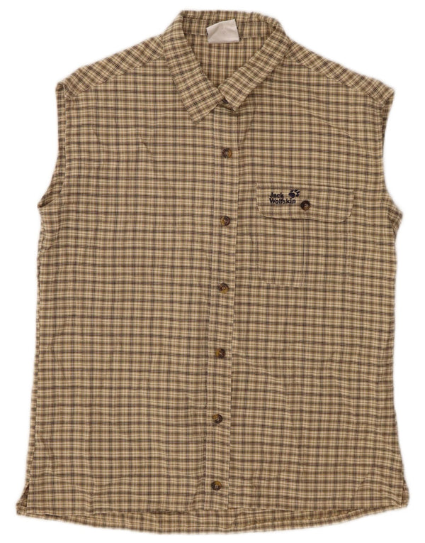 JACK WOLFSKIN Ženska košulja bez rukava UK 10 mali bež karirani poliester