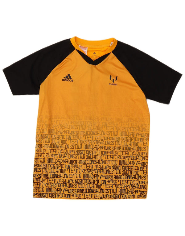Adidas Boys MESSI Graphic T-Shirt Top 11-12 Years Yellow Poliester Sports