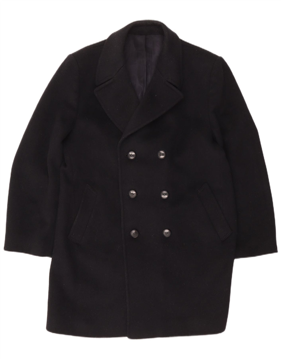 VINTAGE muški kaput s dvorednim kopčanjem UK 42 XL tamnoplava vuna