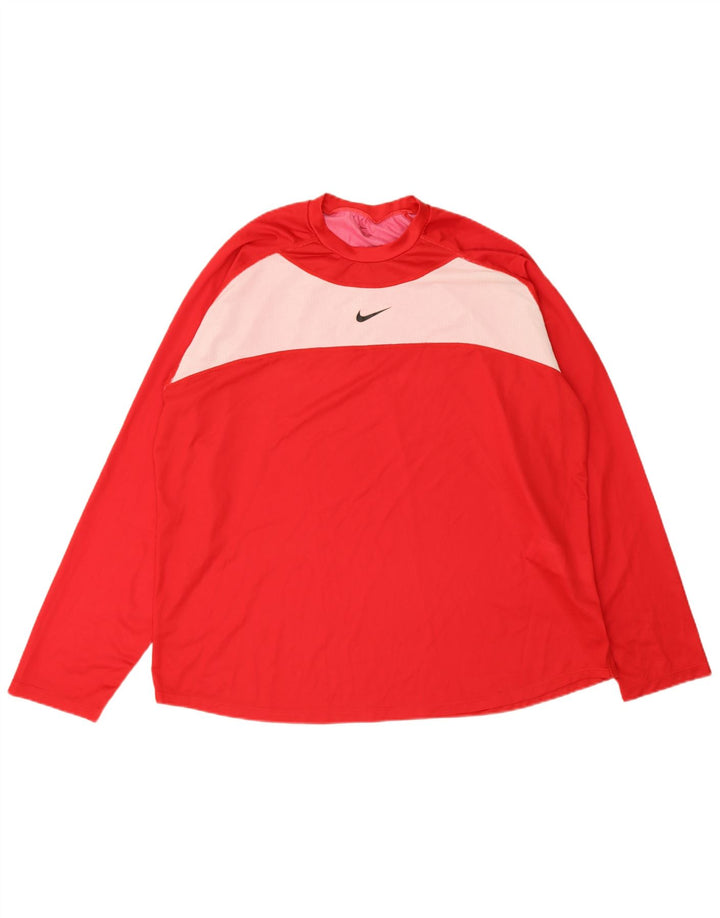 Nike muška grafička majica dugih rukava 2XL, crveni poliester u boji