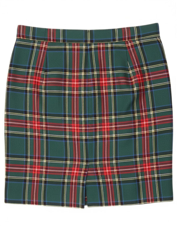 Vintage ženska pencil suknja W30 srednje zelene karirane boje