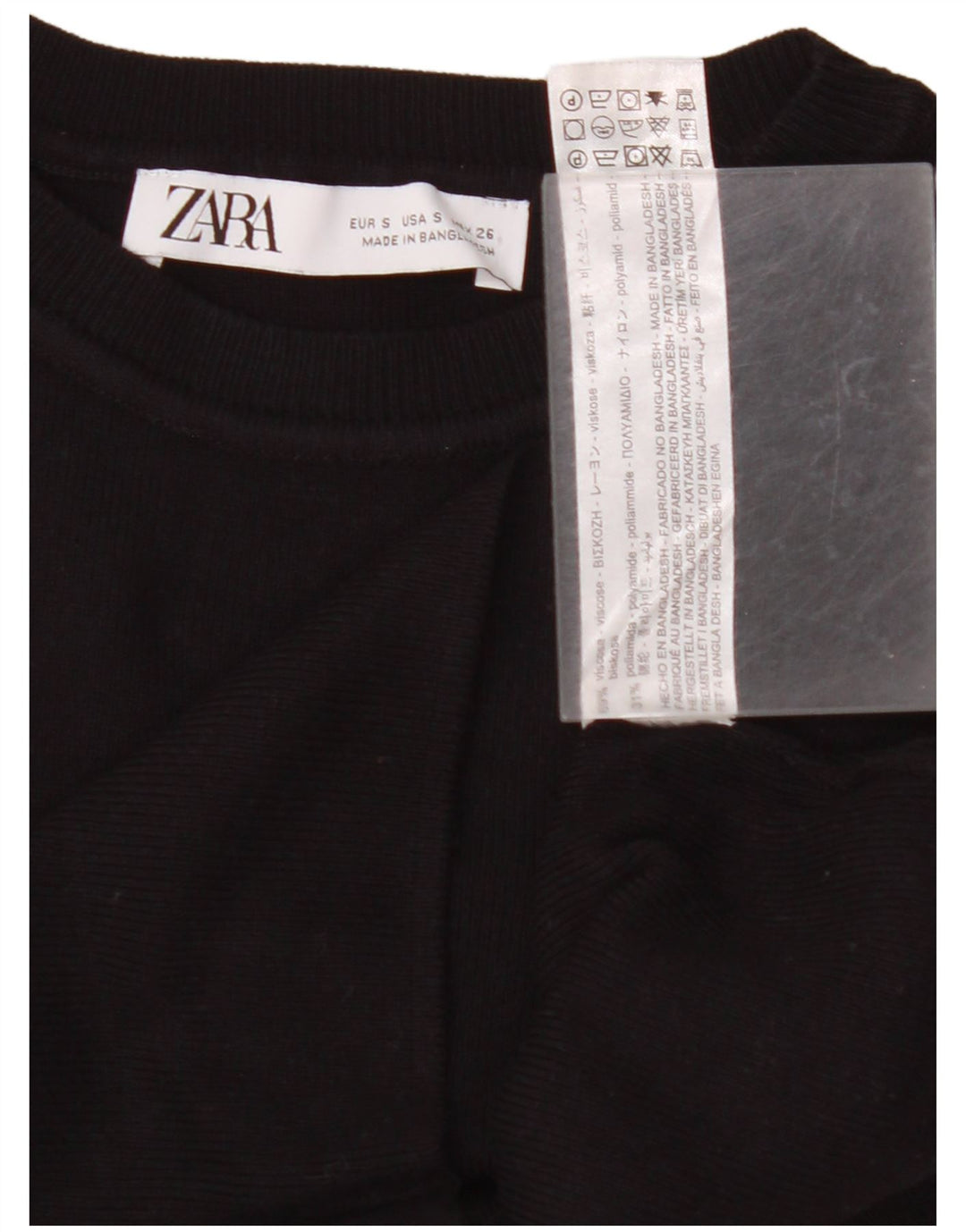 ZARA ženski kratki prsluk bez rukava UK 8 Mala crna viskoza