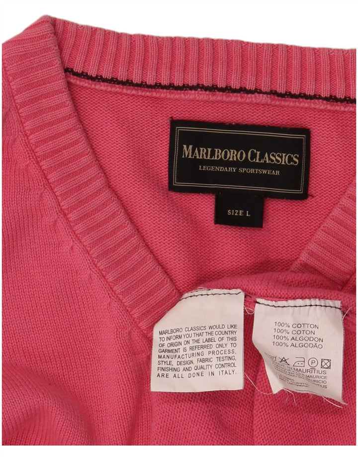 Marlboro Classics muški džemper s V-izrezom, veliki ružičasti pamuk