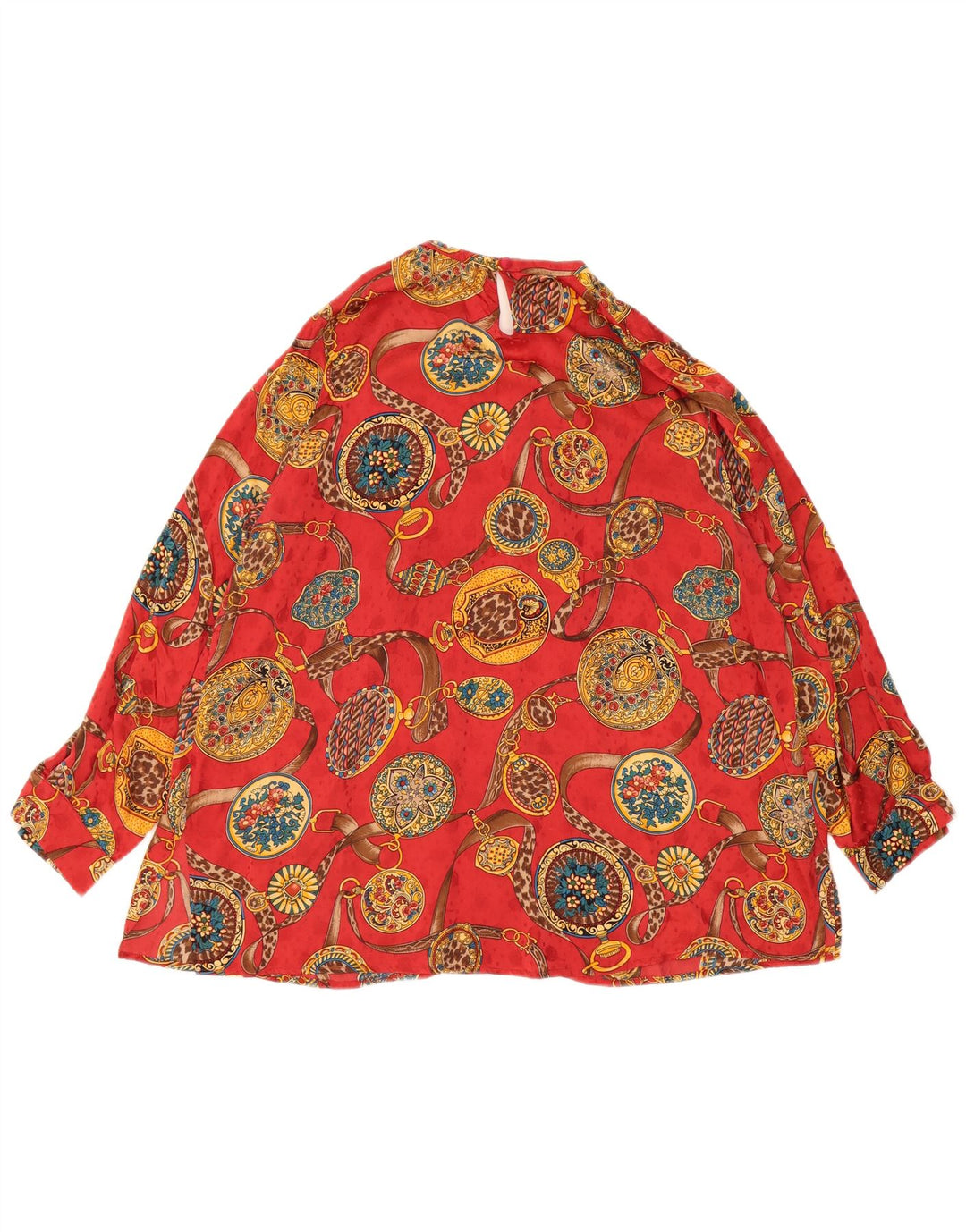VINTAGE Womens Abstract Pattern Blouse Top UK 18 XL Red