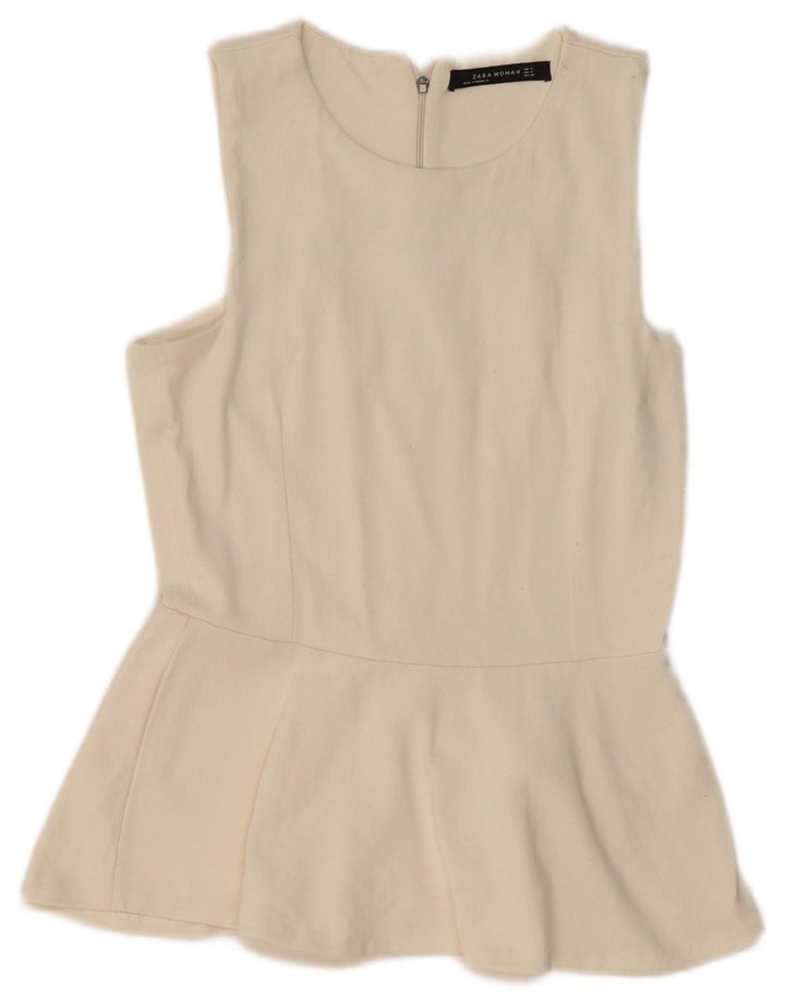 ZARA ženski gornji dio bluze bez rukava UK 12 srednje bijele boje