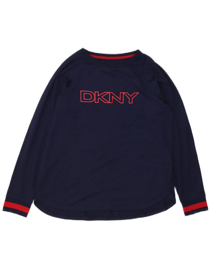 DKNY ženska majica dugih rukava s grafikom UK 14 srednje tamnoplavi poliester