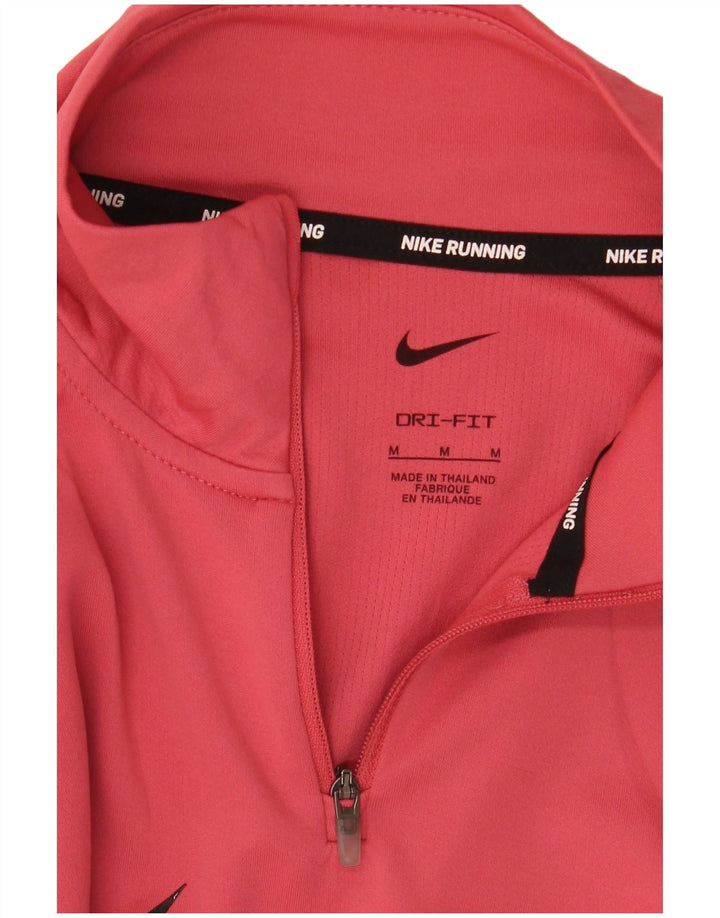NIKE Ženska majica s kratkim izrezom Dri Fit Graphic Zip Deck Džemper UK 14 srednje ružičasta