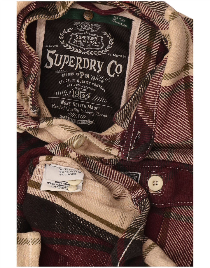 Superdry muška flanelska košulja, mali bordo karirani pamuk
