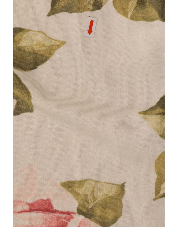 VINTAGE Ženska majica dugih rukava UK 16 Large Off White Floral Pamuk