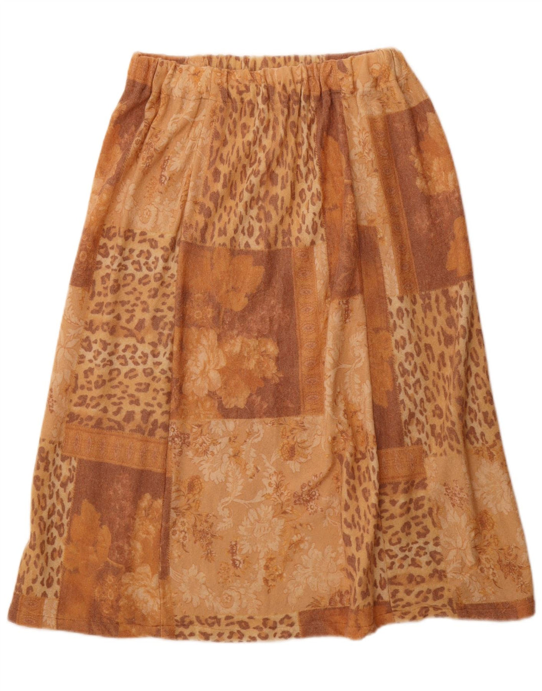 Vintage ženska suknja A-kroja W30 srednje smeđa patchwork