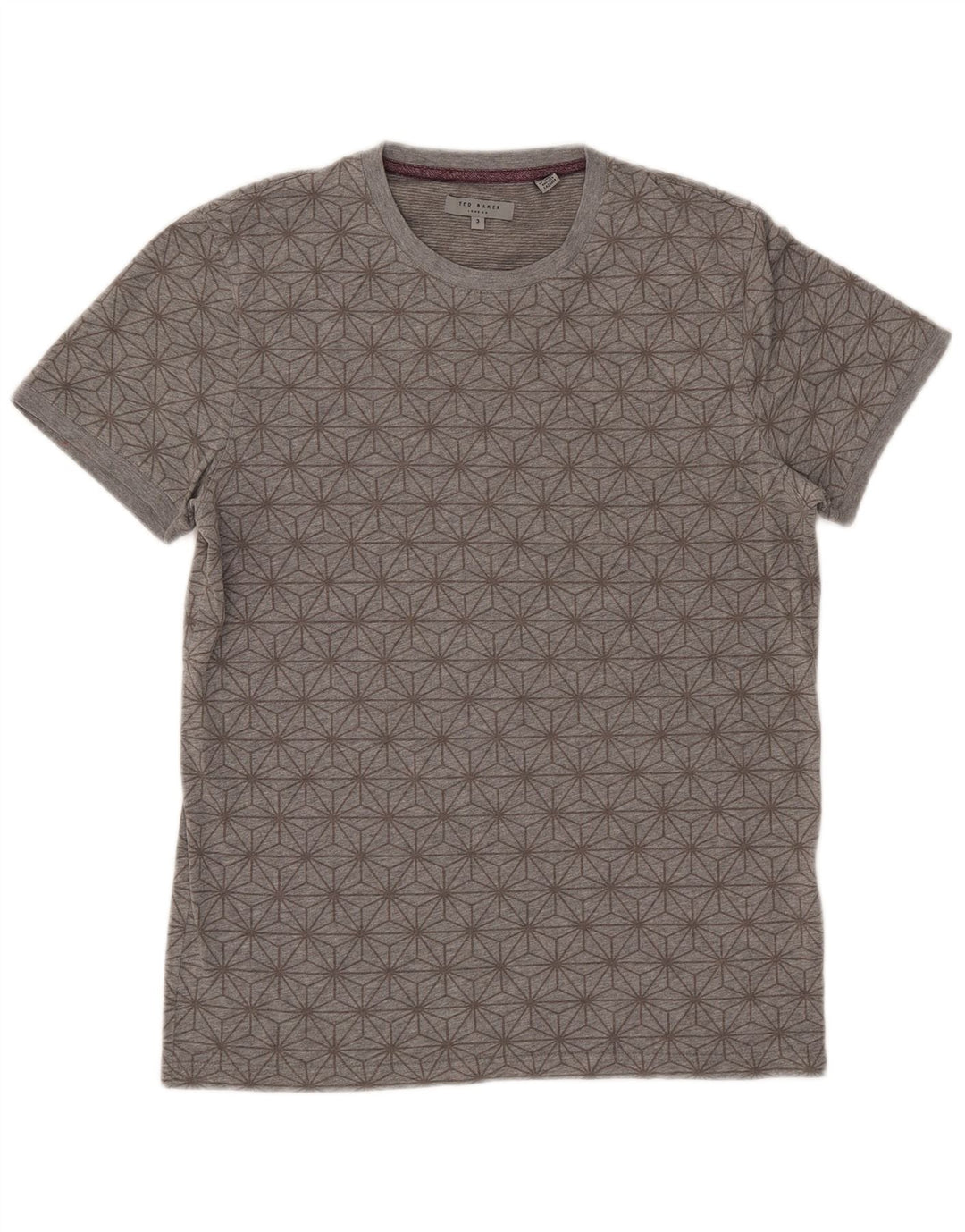 Ted Baker Muška majica kratkih rukava Veličina 3 srednje sivi geometrijski pamuk