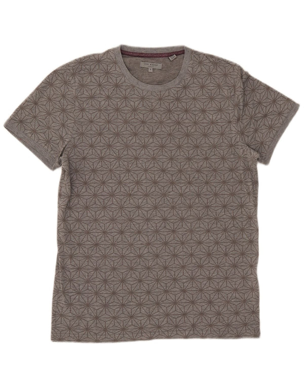 Ted Baker Muška majica kratkih rukava Veličina 3 srednje sivi geometrijski pamuk