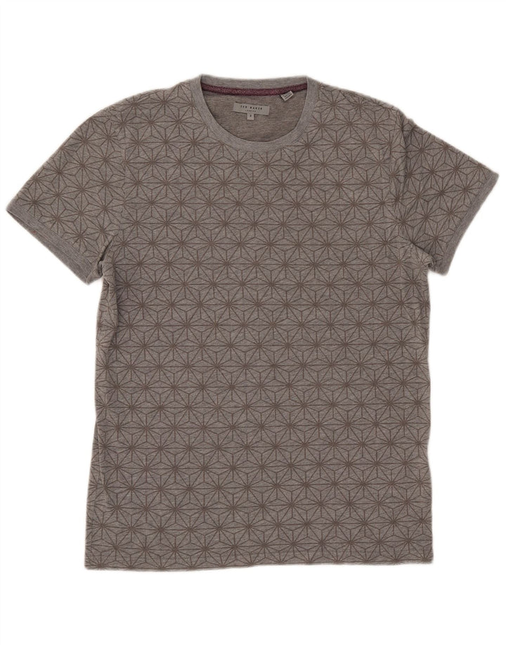 Ted Baker Muška majica kratkih rukava Veličina 3 srednje sivi geometrijski pamuk
