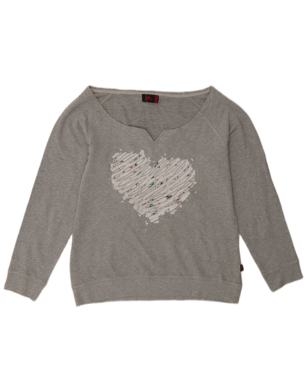 Kappa Ženski džemper s grafičkim motivima UK 18 XL Sivo Flecked Cotton Heart