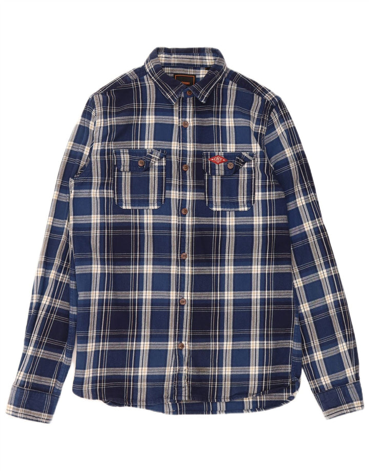 SUPERDRY muška flanelska košulja, mali plavi karirani pamuk