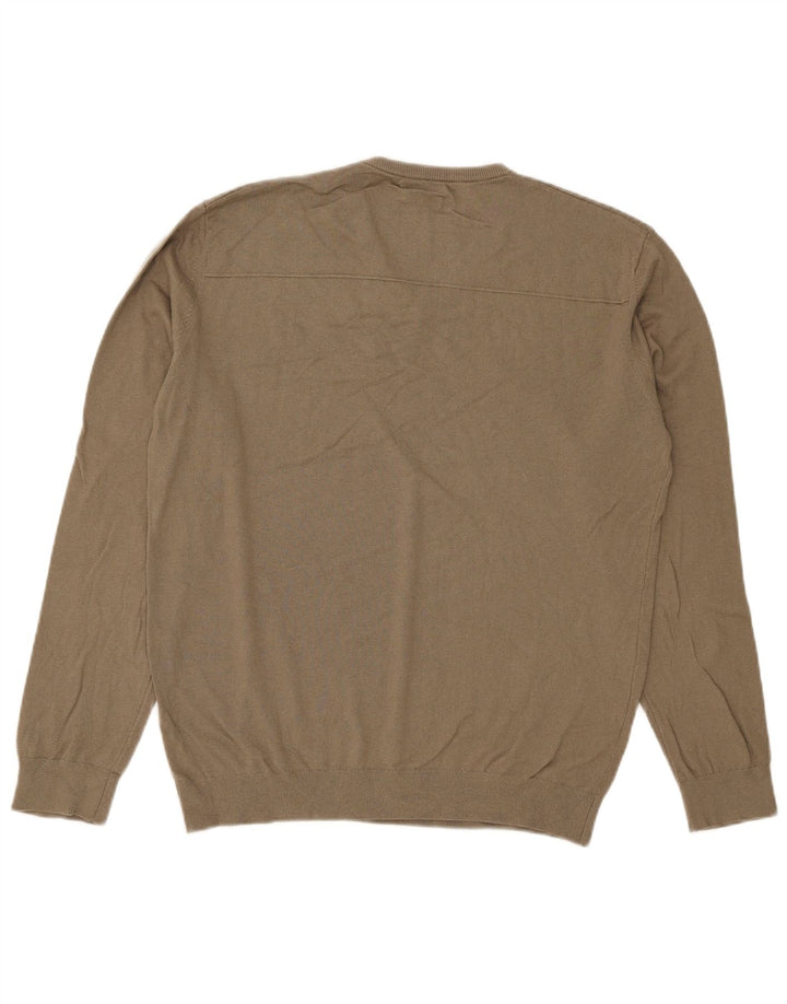Massimo Dutti, muški džemper s V-izrezom, veliki kaki pamuk