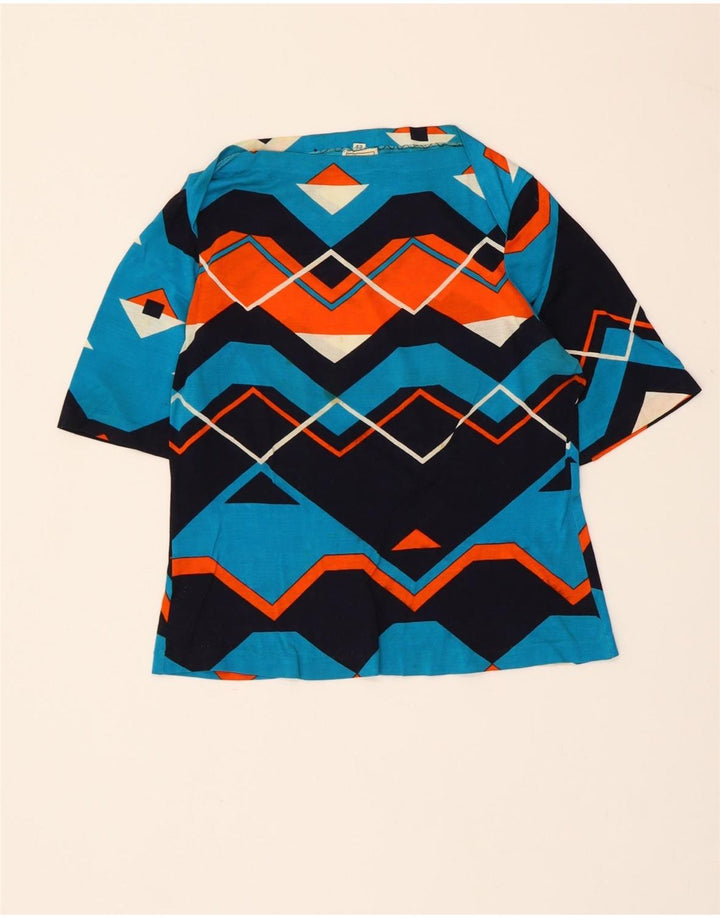 VINTAGE Womens T-Shirt Top IT 42 Medium Multicoloured Geometric
