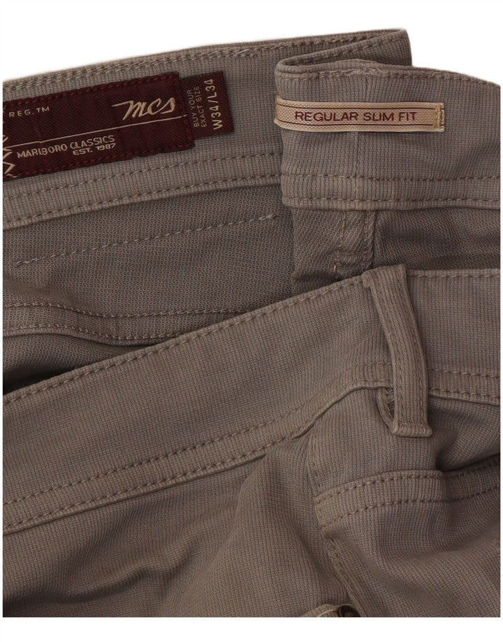 Marlboro Classics Regular Slim Fit ležerne hlače W34 L34 sive