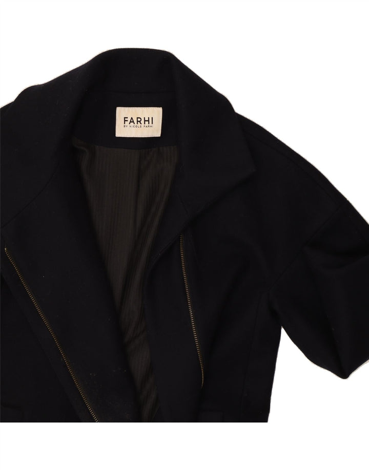 FARHI Womens Oversized Overcoat UK 10 Small Navy Blue Wool Vintage Farhi and Second-Hand Farhi from Messina Hembry 