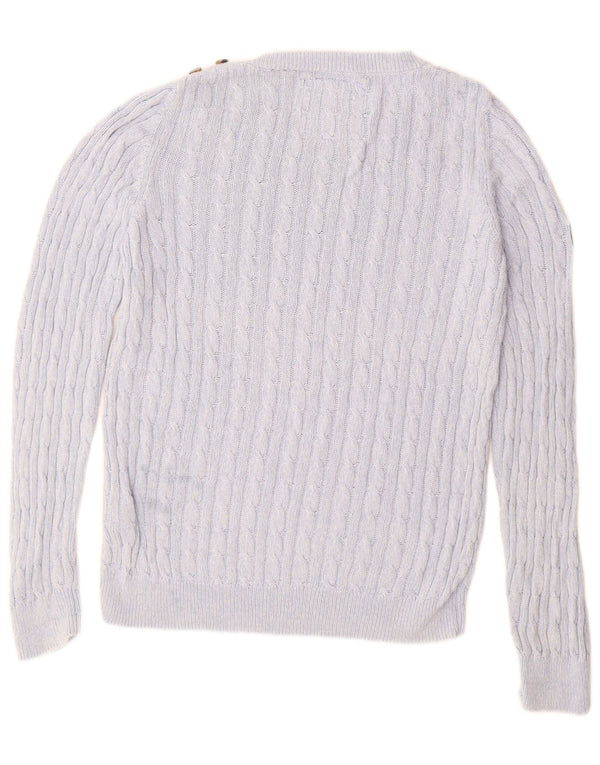 SUPERDRY ženski džemper s morskim izrezom UK 14 Veliki plavi pamuk