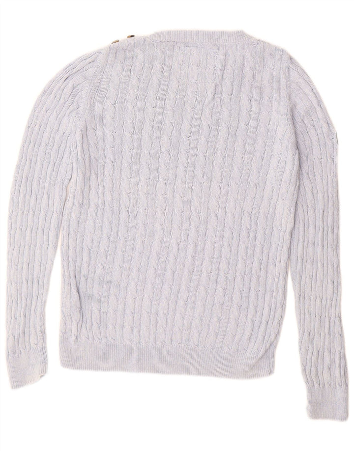 SUPERDRY ženski džemper s morskim izrezom UK 14 Veliki plavi pamuk