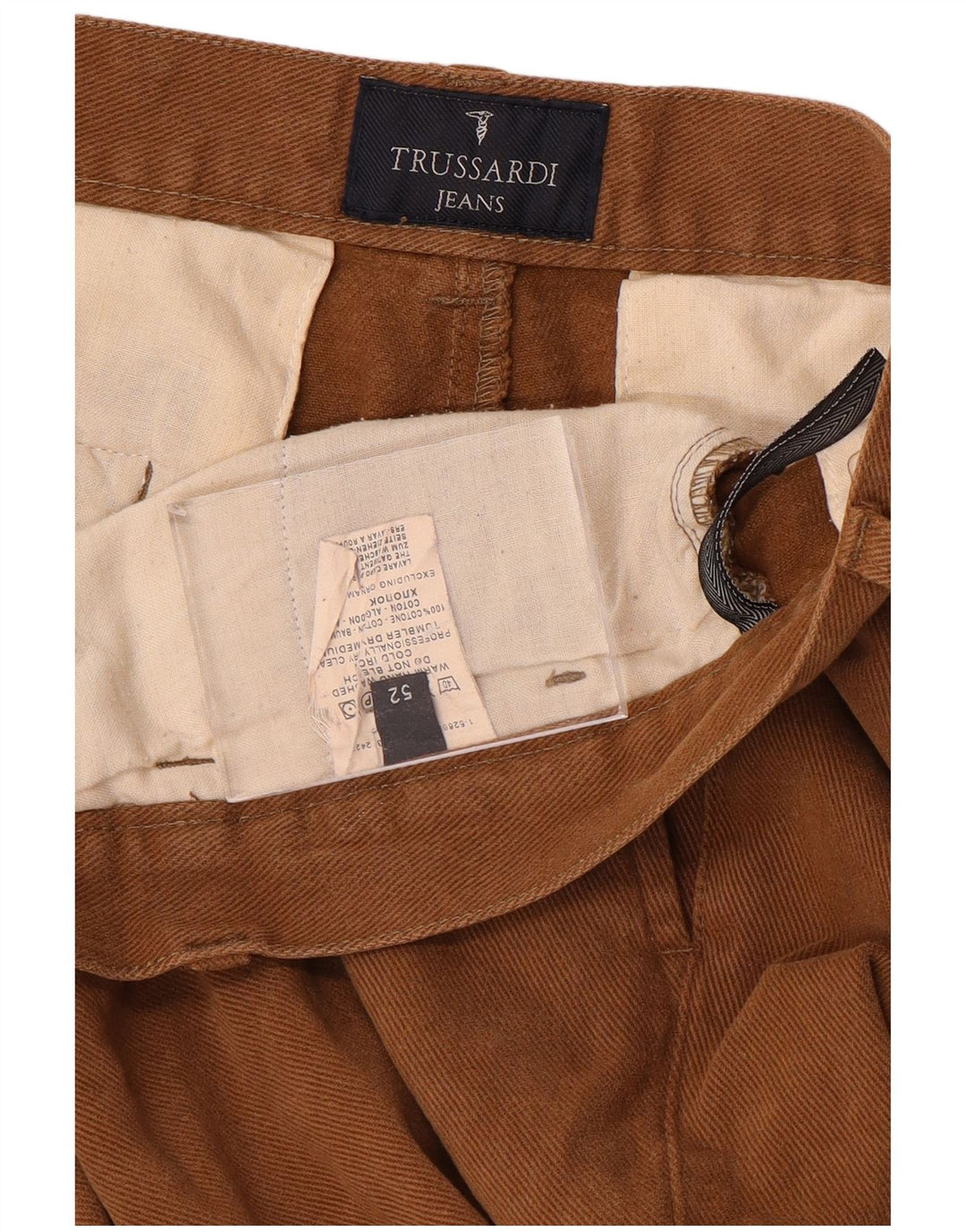 TRUSSARDI Muške ravne chino hlače IT 52 XL W34 L31 Smeđi pamuk
