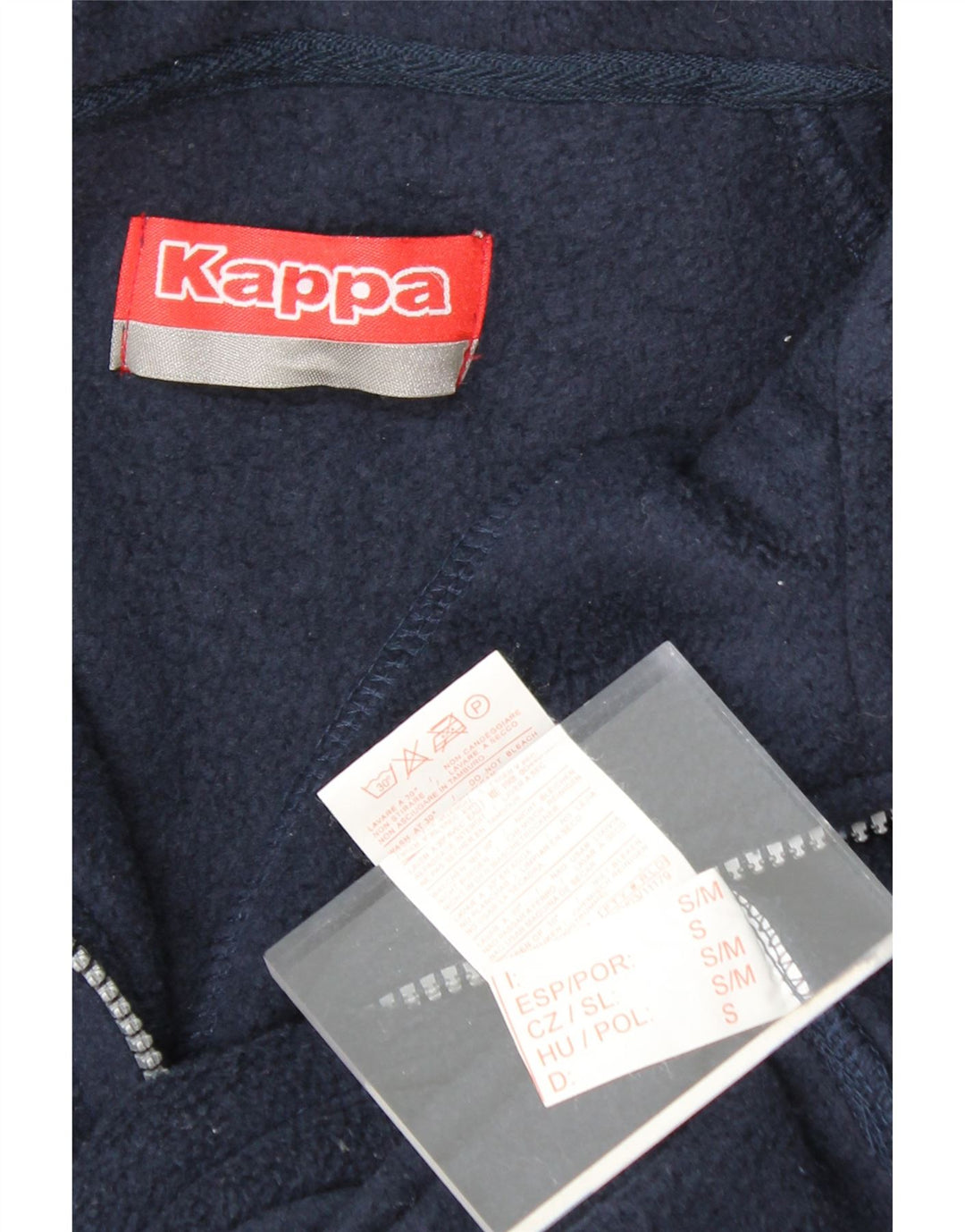 KAPPA Mens Zip Neck Fleece Jumper Medium Navy Blue Polyester Vintage Kappa and Second-Hand Kappa from Messina Hembry 