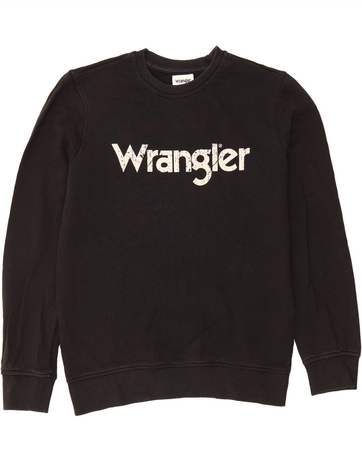 WRANGLER Womens Graphic Sweatshirt Jumper UK 14 Medium Black Cotton Vintage Wrangler and Second-Hand Wrangler from Messina Hembry 