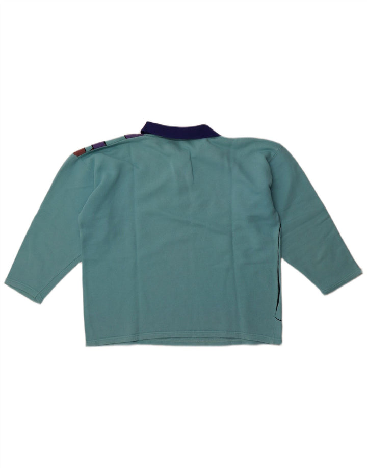 Vintage ženska majica s 3/4 rukavima prekomjerne veličine UK 14 srednje plava