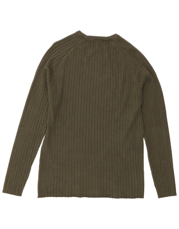 Zara Mens Crew Neck Jumper Sweater Medium Khaki