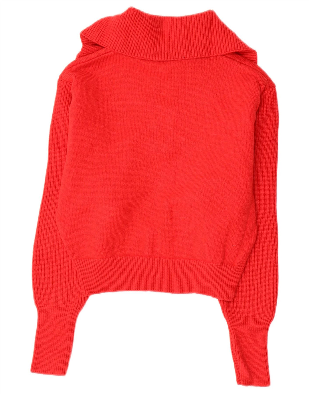 ZARA ženski kratki pulover s izrezom i patentnim zatvaračem UK 14 Srednje crvena viskoza