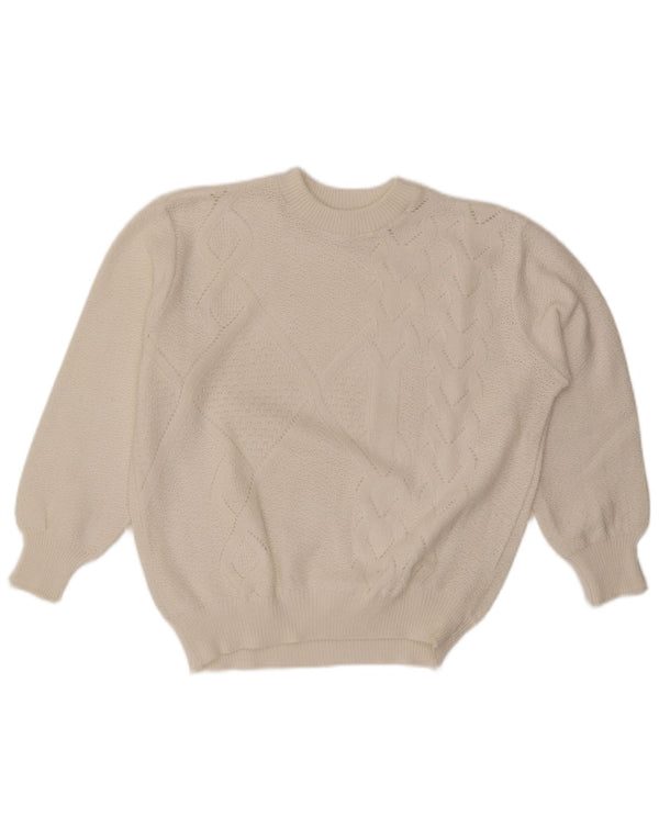 Vintage ženski džemper s okruglim izrezom UK 18 XL bijeli