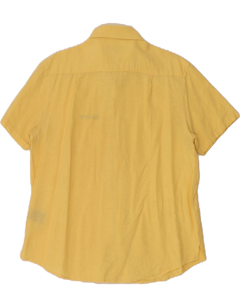 LAMBRETTA Mens Short Sleeve Shirt Large Yellow Linen Vintage Lambretta and Second-Hand Lambretta from Messina Hembry 