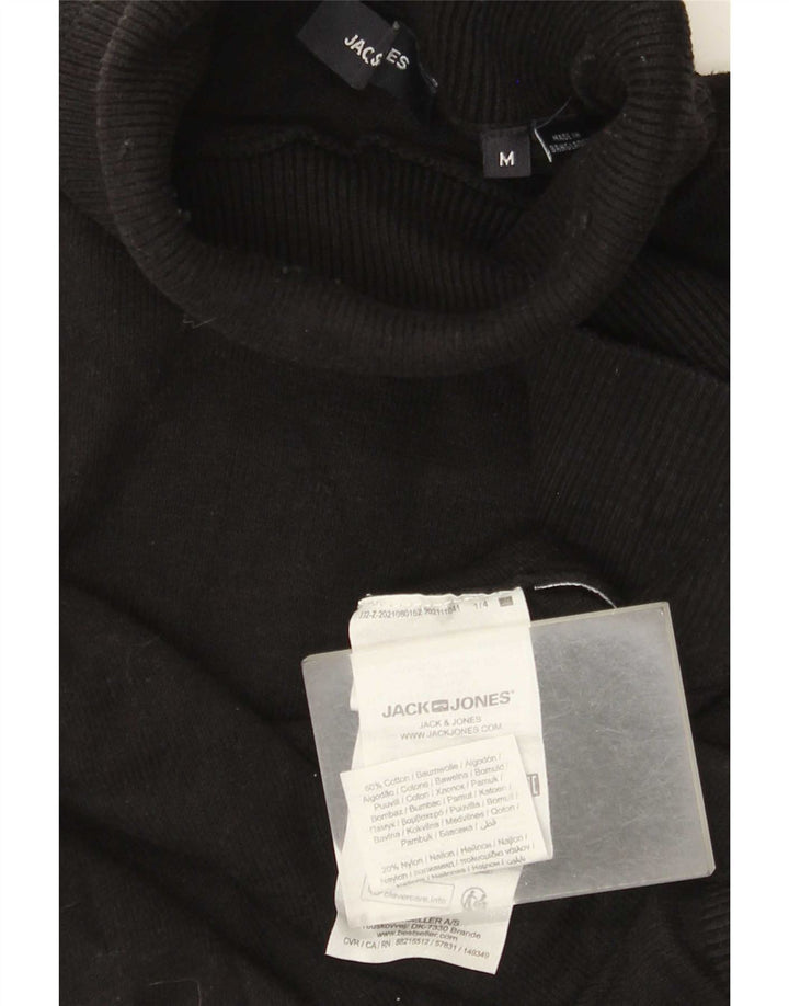 Jack & Jones muški pulover s rol izrezom Srednji crni pamuk
