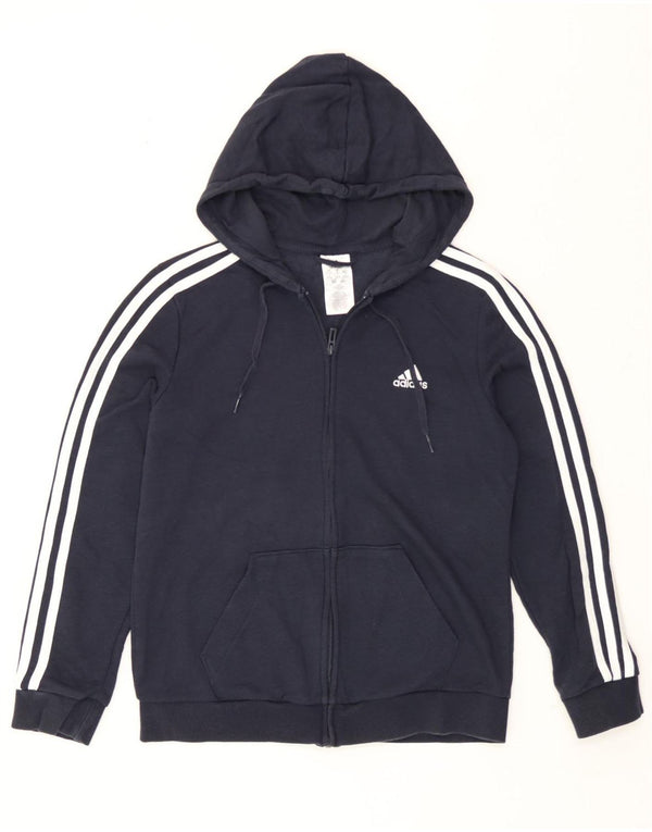 Adidas ženski pulover s kapuljačom na patentni zatvarač UK 12/14 srednje tamnoplavi pamuk