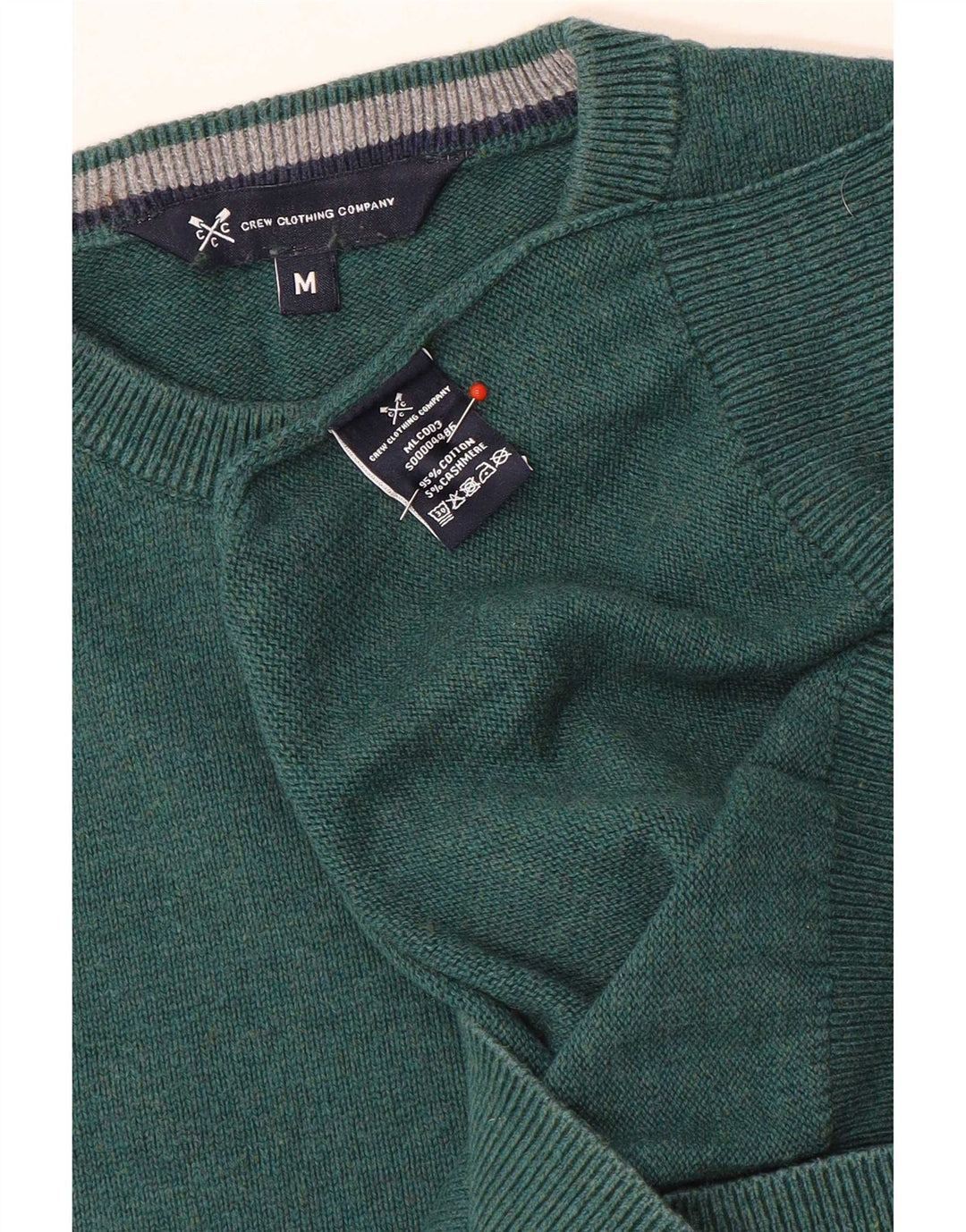 Crew Clothing Muški pulover s ovratnikom Srednje zeleni pamuk