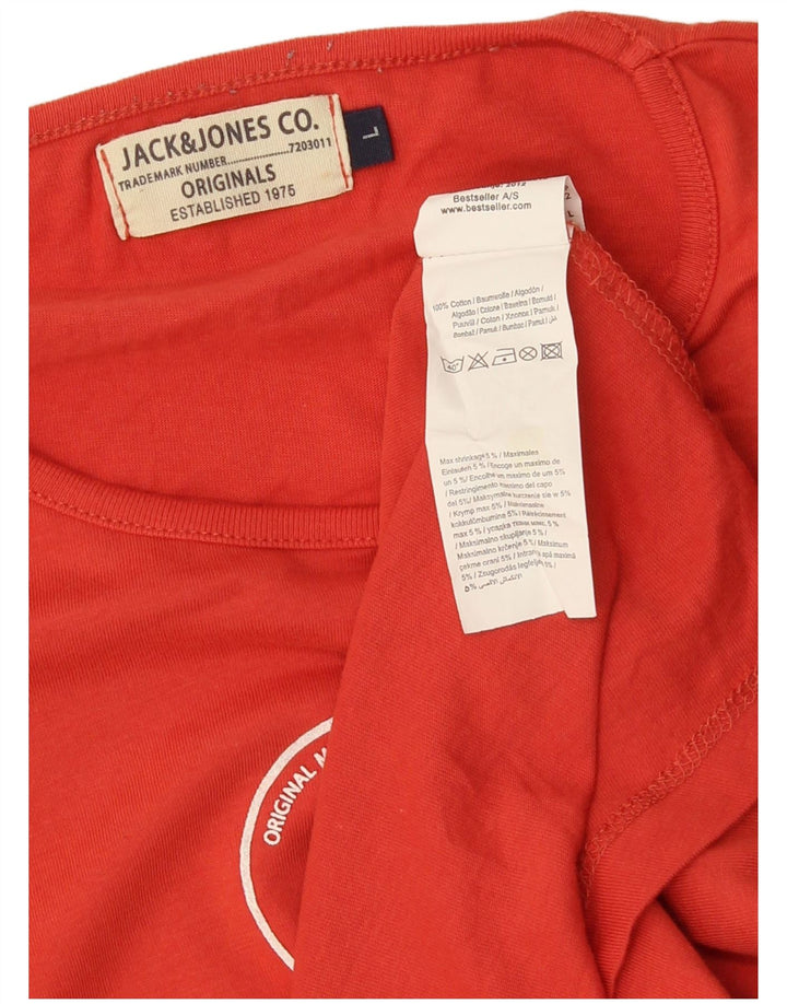 JACK & JONES Muška majica dugih rukava s grafikama, veliki narančasti pamuk